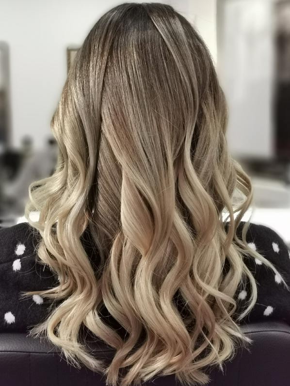 Blonde Balayage Köln - Beispiel mittellange Haare